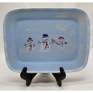 Hartstone Snow People Snowman 12"x9" Rectangular Plate Platter USA ~ Handpainted